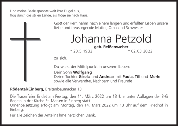 Anzeige von Johanna Petzold von MGO