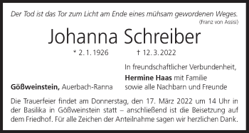 Anzeige von Johanna Schreiber von MGO