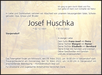 Anzeige von Josef Huschka von MGO