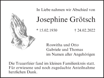 Anzeige von Josephine Grötsch von MGO