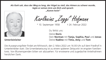 Anzeige von Karlheinz Hofmann von MGO