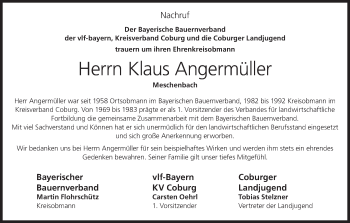 Anzeige von Klaus Angermüller von MGO