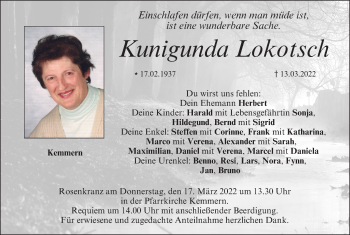 Anzeige von Kunigunda Lokotsch von MGO