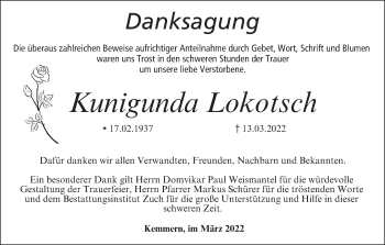 Anzeige von Kunigunda Lokotsch von MGO