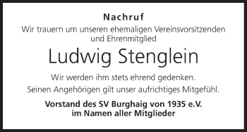 Anzeige von Ludwig Stenglein von MGO