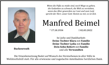 Anzeige von Manfred Beimel von MGO