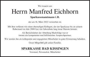 Anzeige von Manfred Eichhorn von MGO