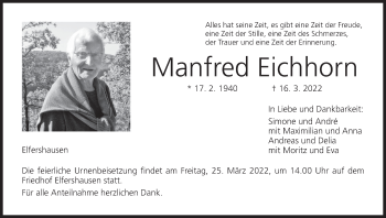 Anzeige von Manfred Eichhorn von MGO