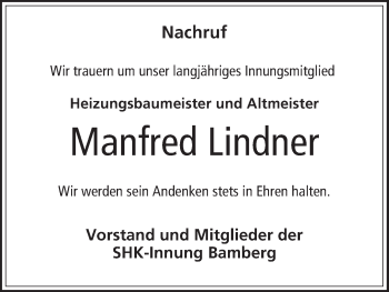 Anzeige von Manfred Lindner von MGO