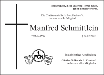 Anzeige von Manfred Schmittlein von MGO