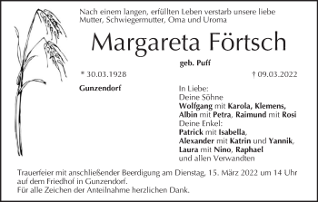 Anzeige von Margareta Förtsch von MGO