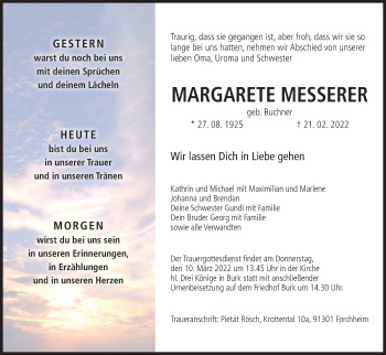 Anzeige von Margarete Messerer von MGO