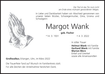 Anzeige von Margot Wank von MGO