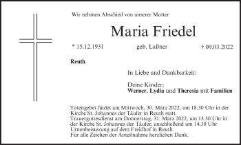 Anzeige von Maria Friedel von MGO