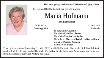 Anzeige von Maria Hofmann von MGO