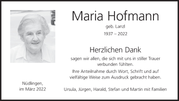 Anzeige von Maria Hofmann von MGO