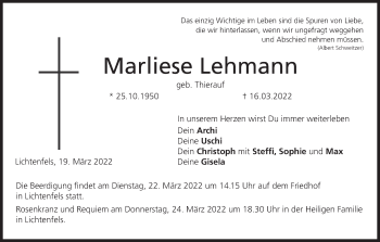 Anzeige von Marliese Lehmann von MGO
