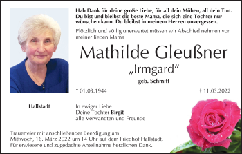 Anzeige von Mathilde Gleußner von MGO