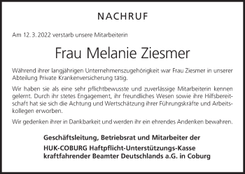 Anzeige von Melanie Ziesmer von MGO