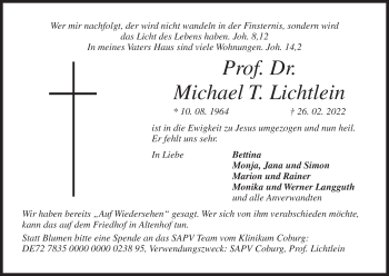 Anzeige von Michael T. Lichtlein von MGO