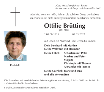Anzeige von Ottilie Brütting von MGO