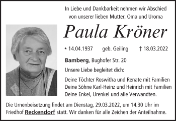 Anzeige von Paula Kröner von MGO