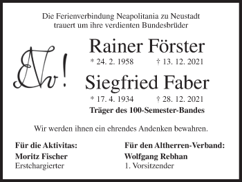 Anzeige von Rainer Förster von MGO