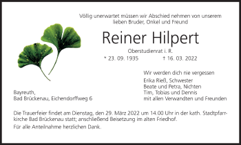 Anzeige von Reiner Hilpert von MGO