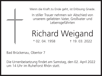 Anzeige von Richard Weigand von MGO