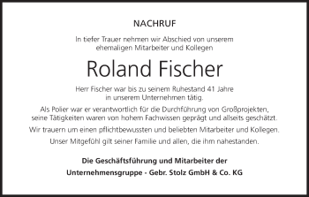 Anzeige von Roland Fischer von MGO