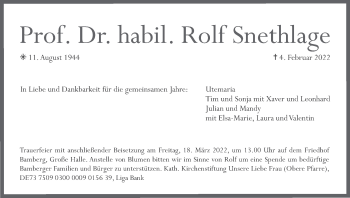 Anzeige von Rolf Snethlage von MGO