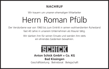 Anzeige von Roman Pfülb von MGO