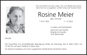 Anzeige von Rosine Meier von MGO