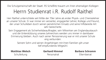 Anzeige von Rudolf Raithel von MGO
