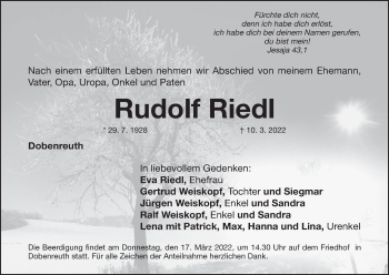 Anzeige von Rudolf Riedl von MGO
