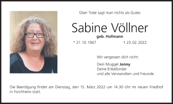 Anzeige von Sabine Völlner von MGO