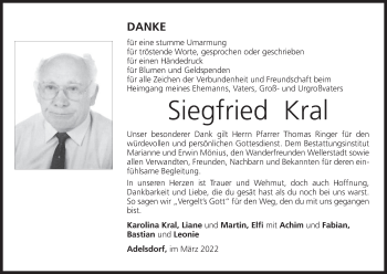 Anzeige von Siegfried Kral von MGO