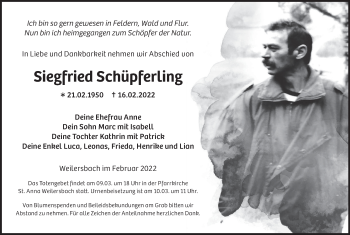 Anzeige von Siegfried Schüpferling von MGO