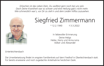 Anzeige von Siegfried Zimmermann von MGO