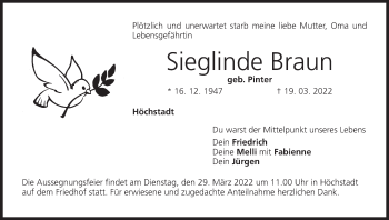 Anzeige von Sieglinde Braun von MGO