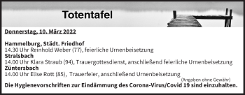 Anzeige von Totentafel vom 10.03.2022 von MGO