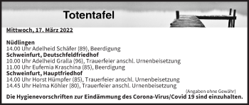 Anzeige von Totentafel vom 17.03.2022 von MGO