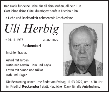 Anzeige von Uli Herbig von MGO