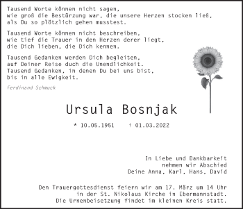 Anzeige von Ursul Bosnjak von MGO
