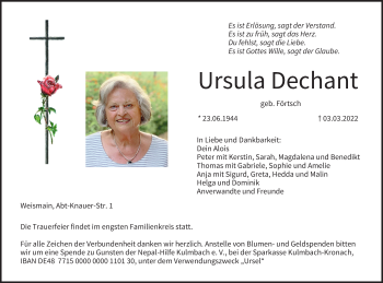 Anzeige von Ursula Dechant von MGO