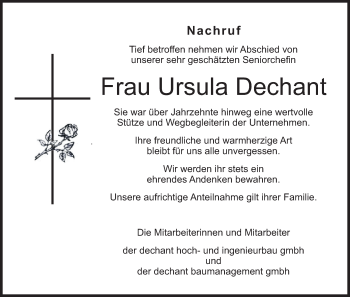 Anzeige von Ursula Dechant von MGO