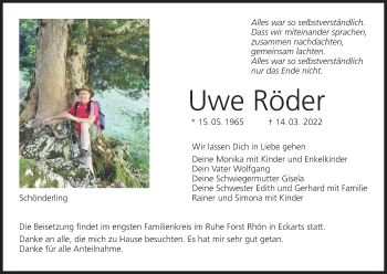 Anzeige von Uwe Röder von MGO