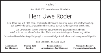 Anzeige von Uwe Röder von MGO