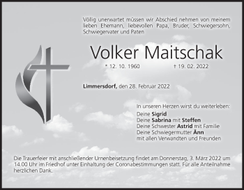 Anzeige von Volker Maitschak von MGO