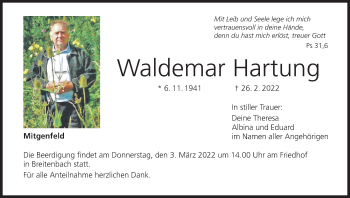 Anzeige von Waldemar Hartung von MGO